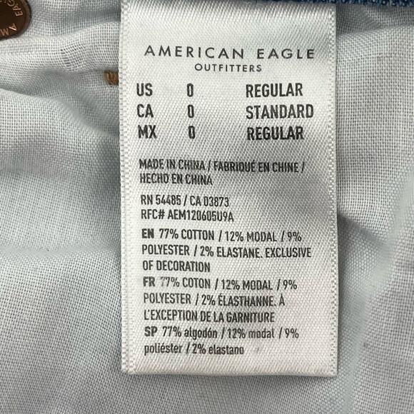 American Eagle Outfitters Mom Jeans Womens Size 0 Roll Up Cuff Distressed Frayed - Picture 7 of 7